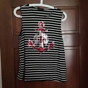 Flashmob Nautical Red Sequins Stripes Size Large
